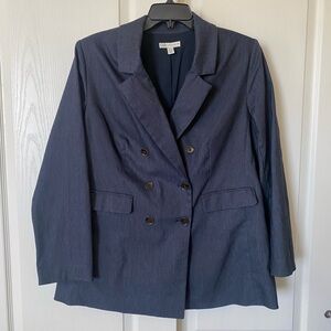Women's CATO Navy Denim Stretch Double-Breasted Blazer